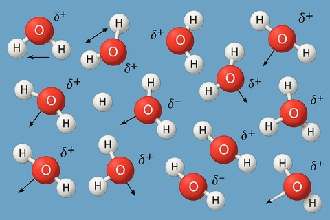 Polarization of water subject to magnetic fields.