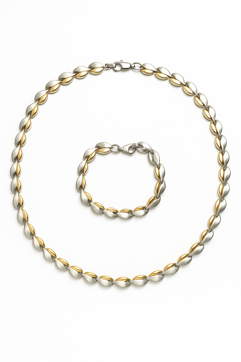 Silver or 2 Tone Leaf B & N Set