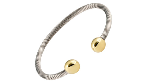 Cuff 2 Tone Magnetic Bracelet- All Stainless