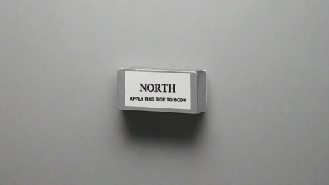 Domino labeled 'NORTH' on a gray background