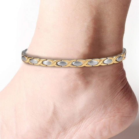 XO 2-Tone Stainless Steel Magnetic Anklet