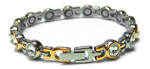 Clear Crystal CZ in Silver with Gold rim