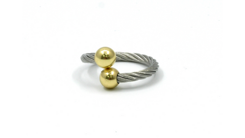 Anneau de corde magnétique – Fil d'argent et boule d'or