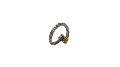 Anillo de cuerda magnética – Alambre de plata y bola de oro