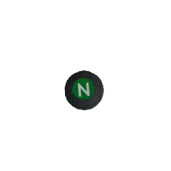 Black circle with a green 'N' on a white background
