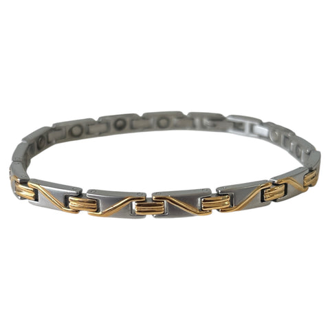 Slim 2 Tone Swirl Equal Sign link Magnetic Bracelet