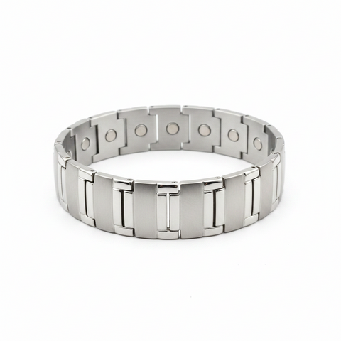Metallic bracelet on a white background