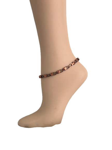 Antique Small Copper Hearts Anklet