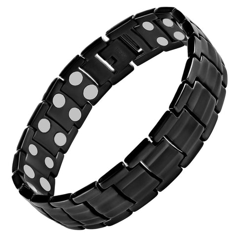 Black Titanium Double Magnet Magnetic Therapy Bracelet