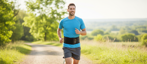 Man Jogging with Magnetic Back Belt
