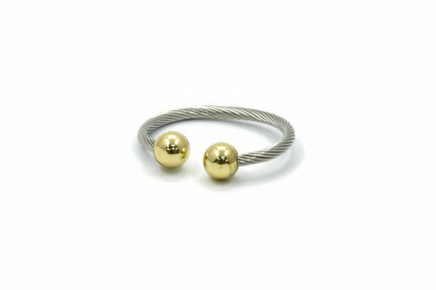Silver Wire Gold Ball ring
