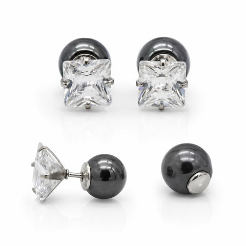 Magnetic Earrings Square CZ