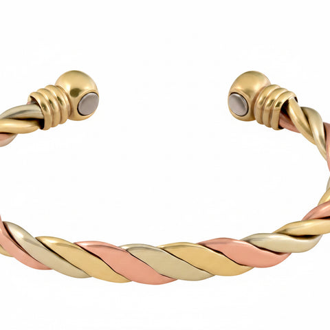 Copper 3 Tone Twist Magnetic Bracelet Cuff