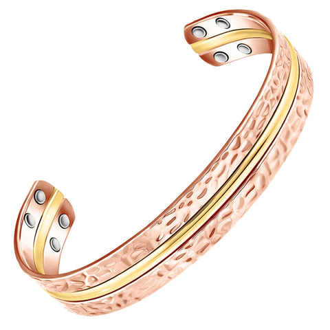 Copper Hammered Gold Line Cuff