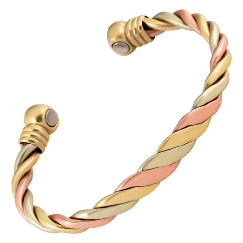 Copper 3 Tone Twist  Magnetic Bracelet Cuff