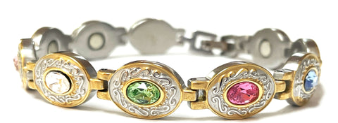 Gold Silver Mix CZ Magnetic Bacelet