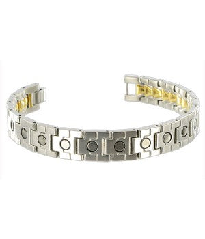 Pulsera magnética de titanio con cinturón plateado