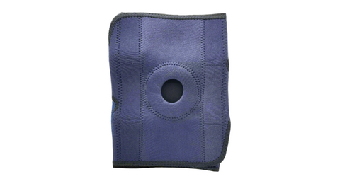 Blue knee brace on a white background