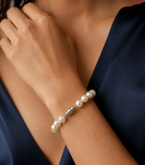 Pearl Bracelet 8mm Magnetic White