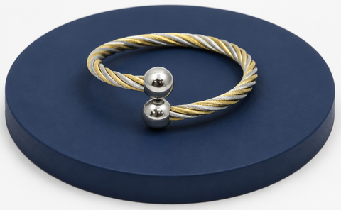 Pulsera de Cuerda Magnética – Bicolor y Plata