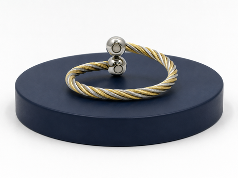 Bracelet en corde magnétique – Bicolore et argent