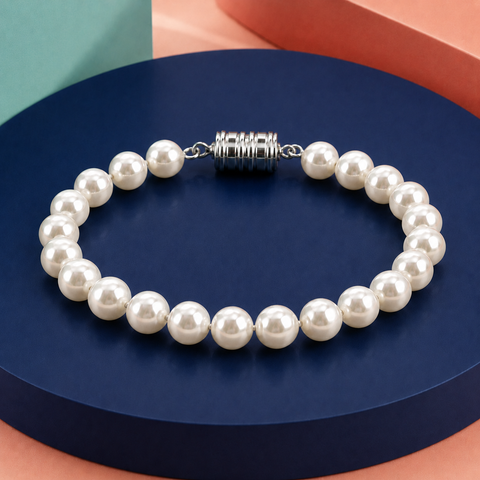 Pearl Bracelet 8mm Magnetic White