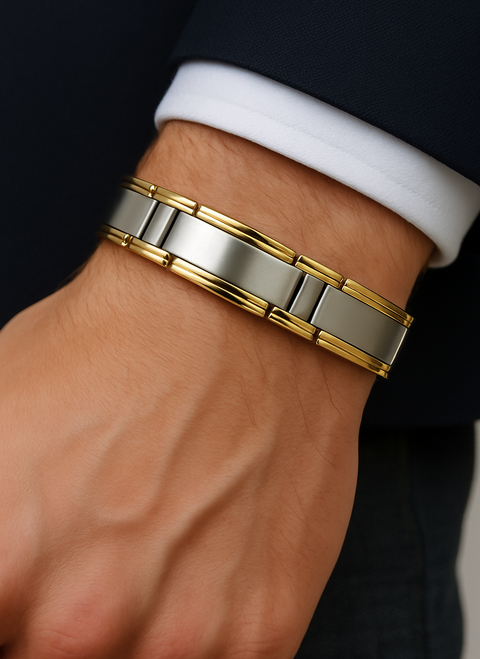 Men’s Broad Neo-Magnetic Bracelet Silver