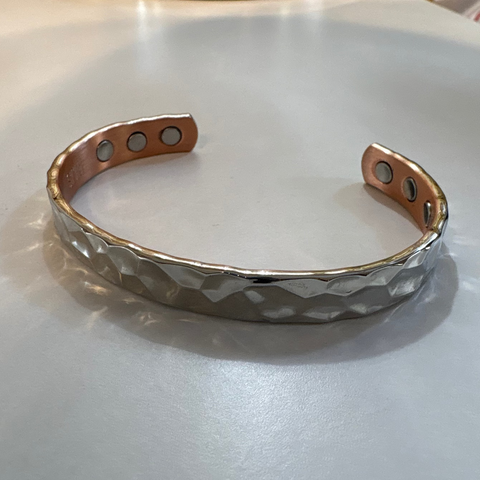 Copper Silver Hammered Cuff