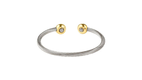 Cuff 2 Tone Magnetic Bracelet- All Stainless