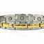 A two-tone metal link bracelet featuring silver and gold-colored rectangular and circular links, shown against a plain white background.