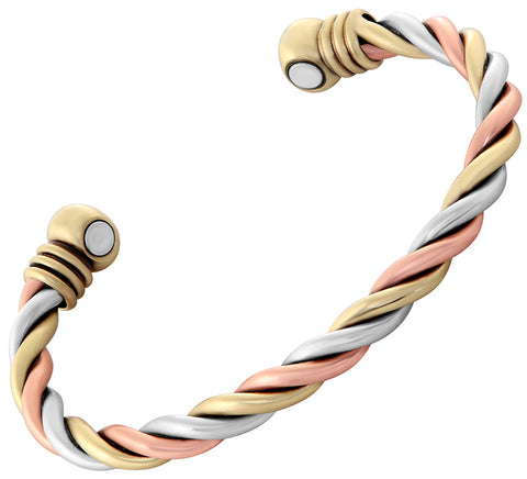 Harmony 3 Tone Twist  Magnetic Bracelet Cuff