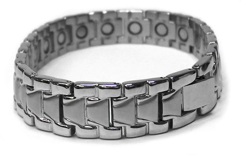 Pulsera magnética de titanio con cinturón plateado
