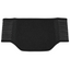 A black waist trainer belt with a textured mesh center and striped elastic side panels, shown flat against a white background.