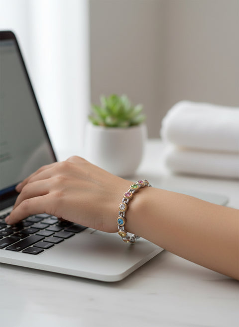 Crystals CZ in Silver with Gold rim