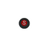 Round black magnet with a red circle and white letter 'S' on a white background