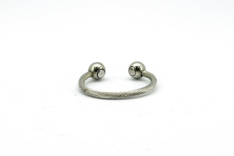 Silver cable bracelet on a white background