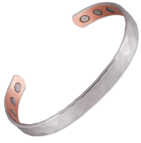 Copper Silver Hammered Cuff