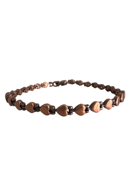 Antique Small Copper Hearts Anklet