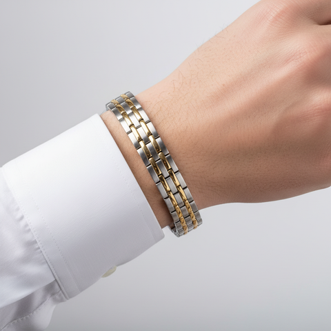 Ionic Silver Gold Link - Lifestyle Wrist Shot