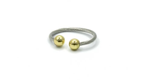 Silver Wire Gold Ball ring
