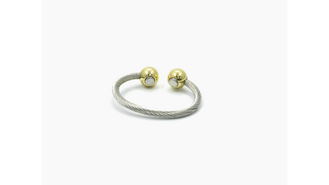 Silver Wire Gold Ball ring